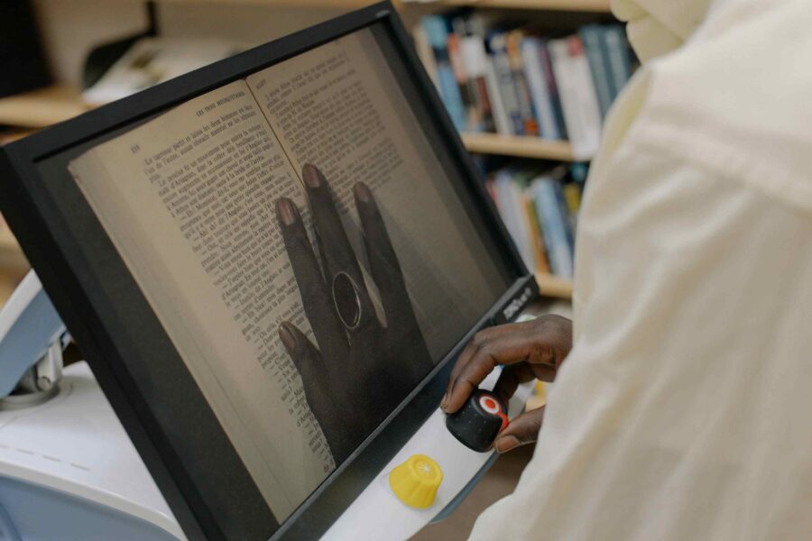 Assistive technology magnification device for accessible document reading demonstrating Section 508 tools